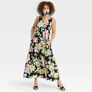 WHO WHAT WEAR | V-Neck, Sleeveless, Floral Print Tiered Maxi Dress | NWOT …